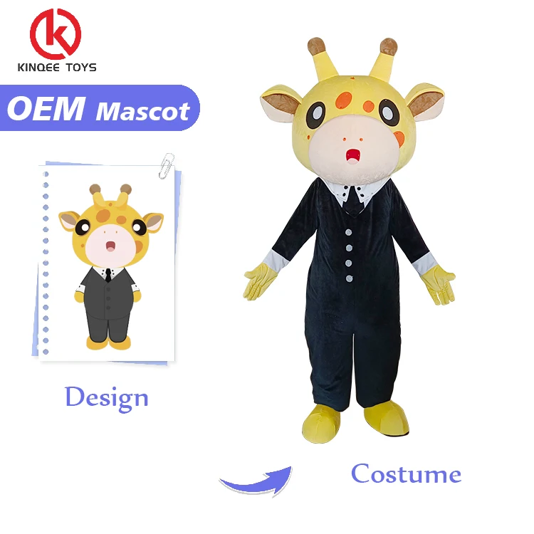 Kinqee Factory OEM Advertising Adults Deer Mascot Costume Custom Made Animal Plushie Doll  Cartoon Character Costumes Party