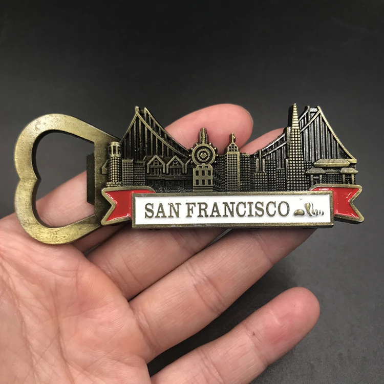 Factory Made Metal Landmark Design Tourist Souvenirs Bronze Color Paris Ref Magnet