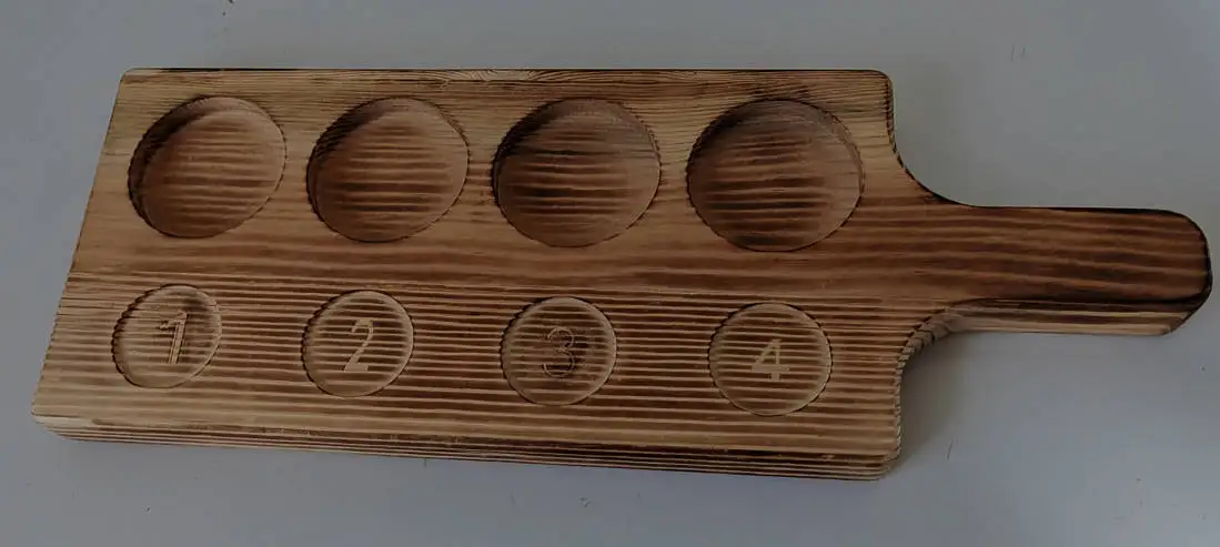 Custom Antique Wood Paddle Shape Tray  Rustic Burning Wooden Gifts Wine Sampler Holder Beer Flight Tasting Board