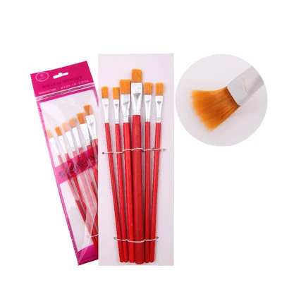 Cheap wooden aluminum tube nylon brush 6 piece set customized oil painting plaster painted fine art painting brush