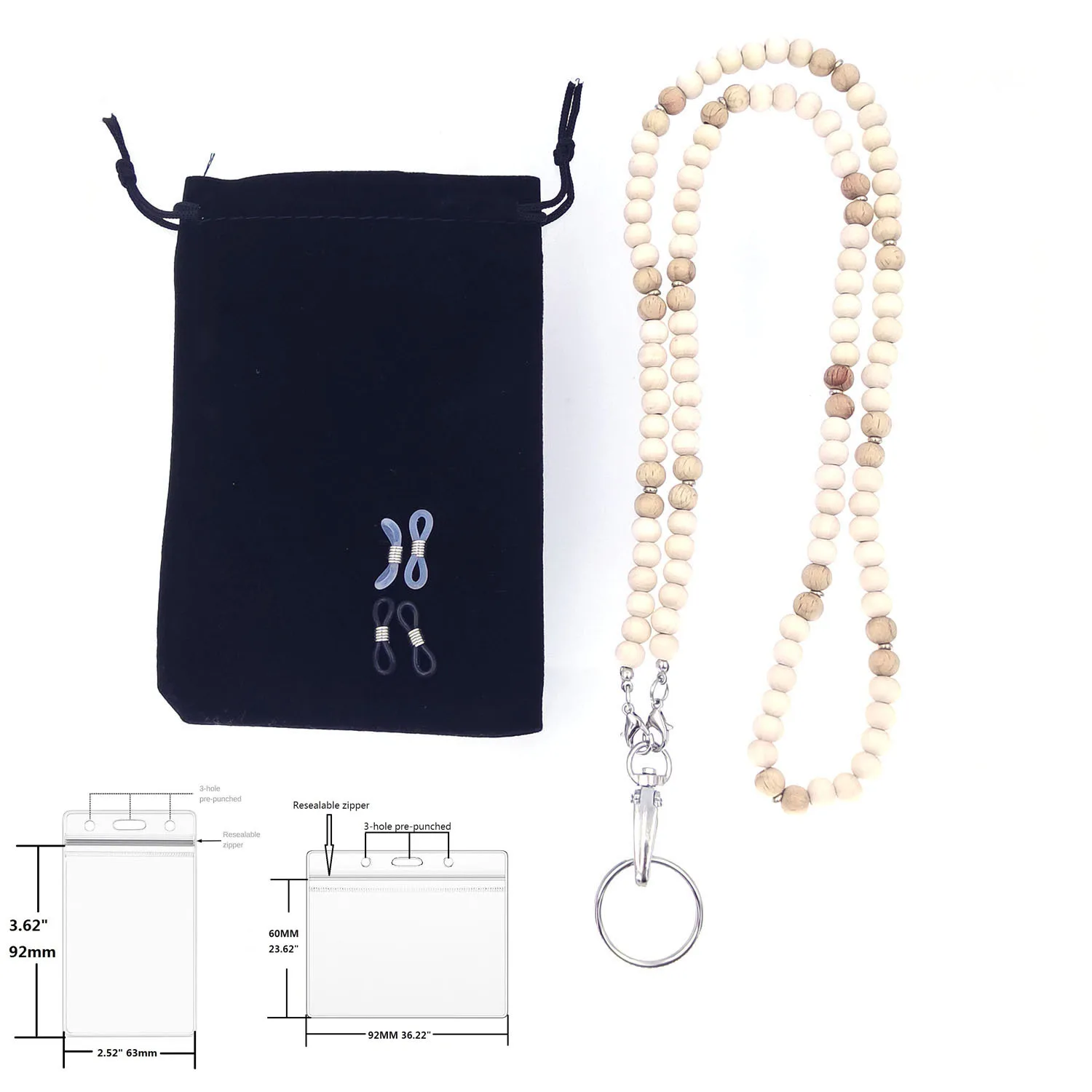 Custom Wood Beads Id Badges Holder Cute Keychain Lanyard Women Necklace Mobile Phone Key Wallet Lanyard