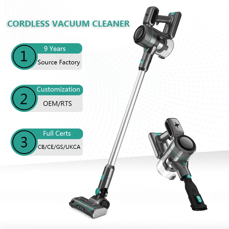 130w 3speeds Motorized Brush Electric Stick Handheld Cordless Vacuum Cleaner With Batteries