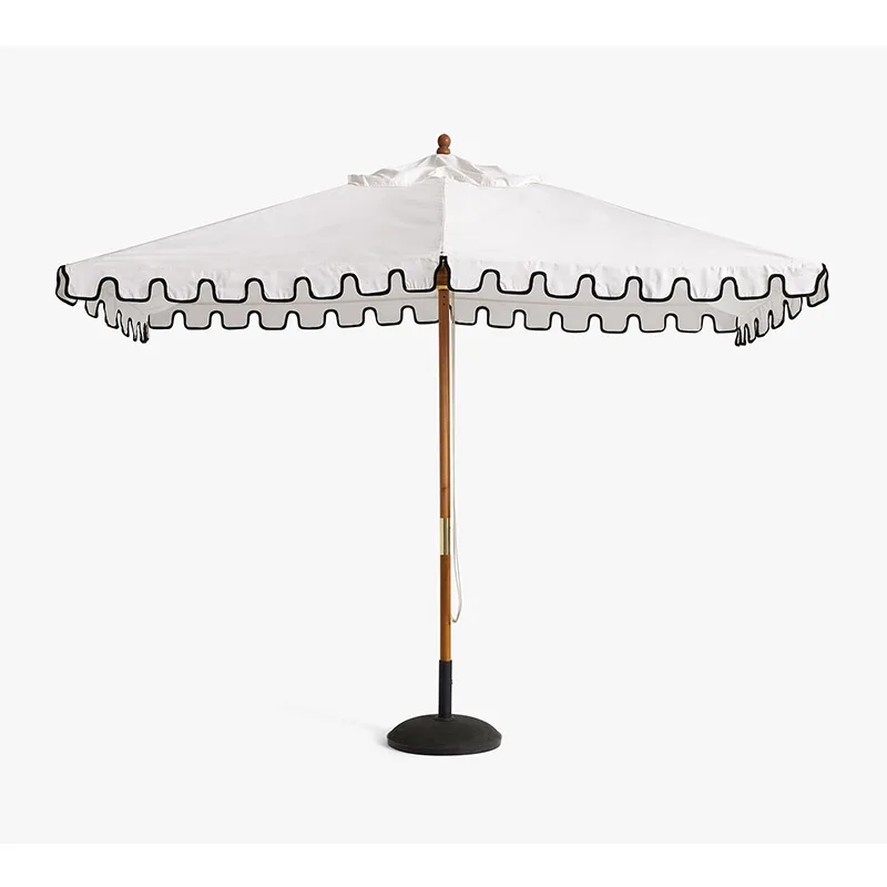 Premium 3.5 Meter Rectangular Sunbrella fabric outdoor patio umbrella Teak frame outdoor umbrella patio