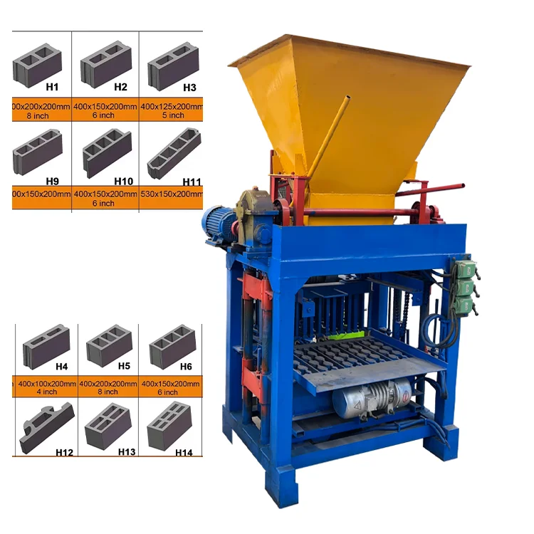 Hopper high efficiency loading hallow blocks making machine hollow block making machine qt4 cinder block making machines