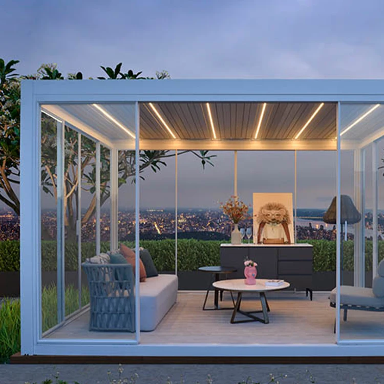 Outdoor courtyard waterproof pavilion with LED light strip