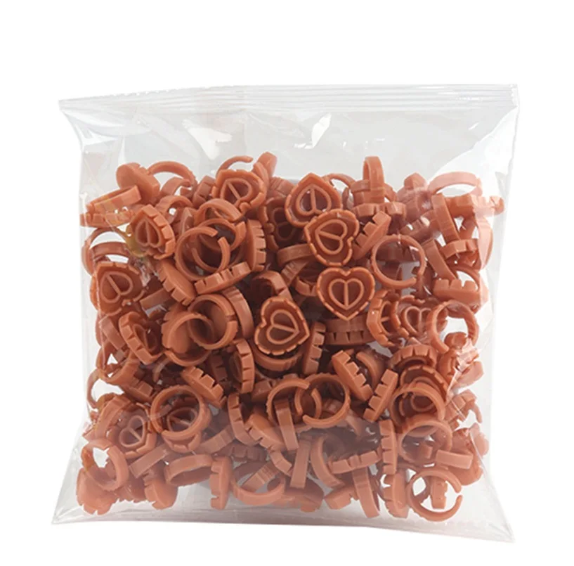 Wholesale price lash glue ring nude color lash accessories heart shape round shape lash extension supplies adhesive blossom cup