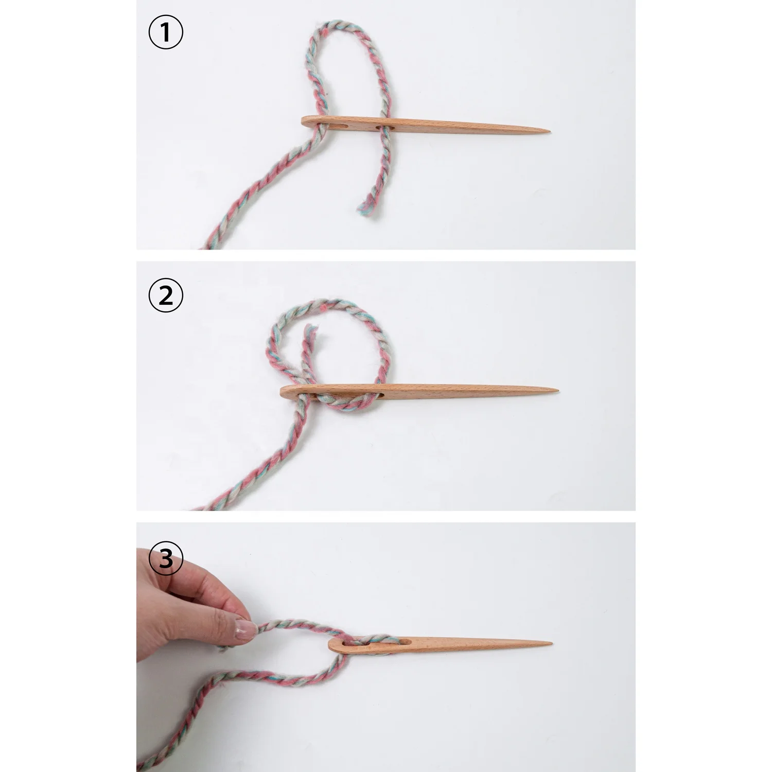 Set 4 Needlebinding Beechwood Needle with Large Two-Eyed Multipurpose Weaving Knitting Sewing Needles for Craft Work