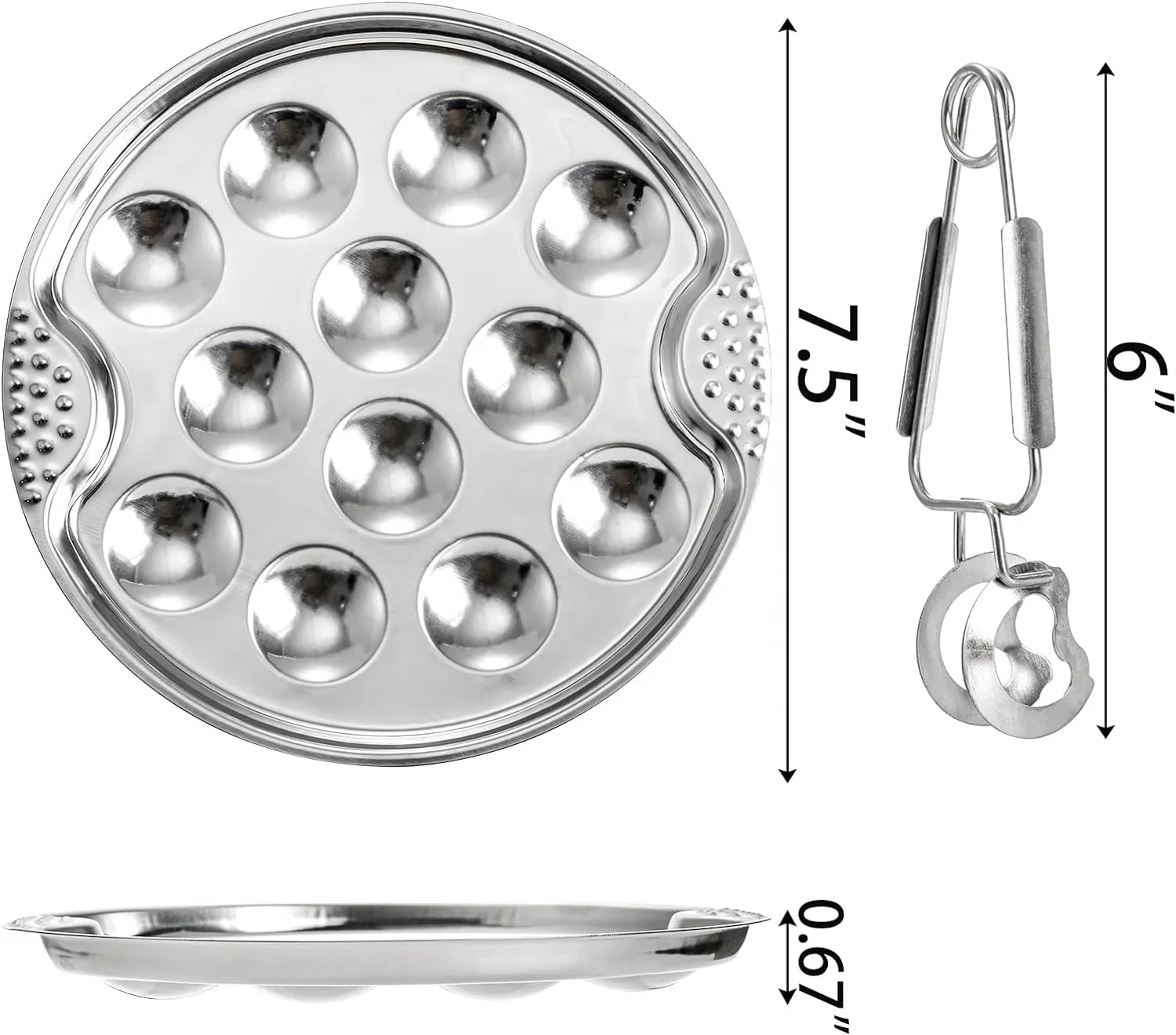 New Product Ideas 2024 French Cuisine Stainless Steel Escargot Plates Seafood Snail Dish Escargot Tong Escargot Dish Server