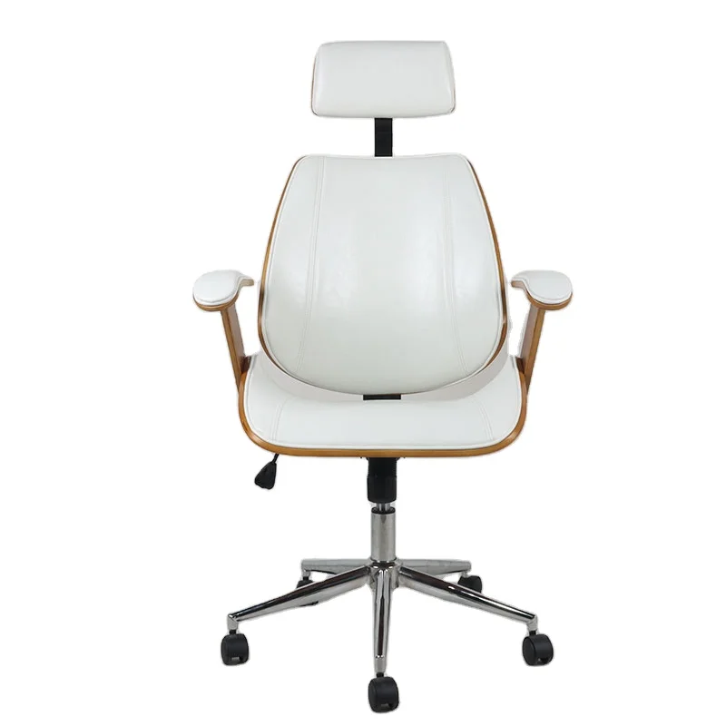 Classic Bentwood Luxury Swivel Office Boss Lift Height Adjustable Leather Visitors Chair