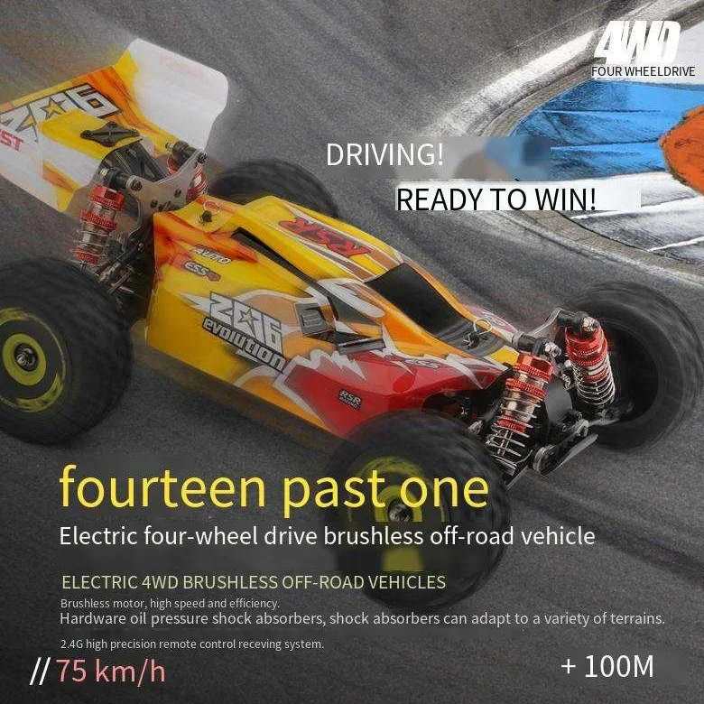 1/14 4WD High Speed RC Buggy Car 2.4G Racing RC Car Vehicle 75km/h Metal Chassis Remote Control Car Toys