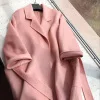 Ladies Double Row Wool Coat For Women Cashmere Korean Style Custom Woolen Reversible Cashmere Bathrobe Plus Length Sweater
