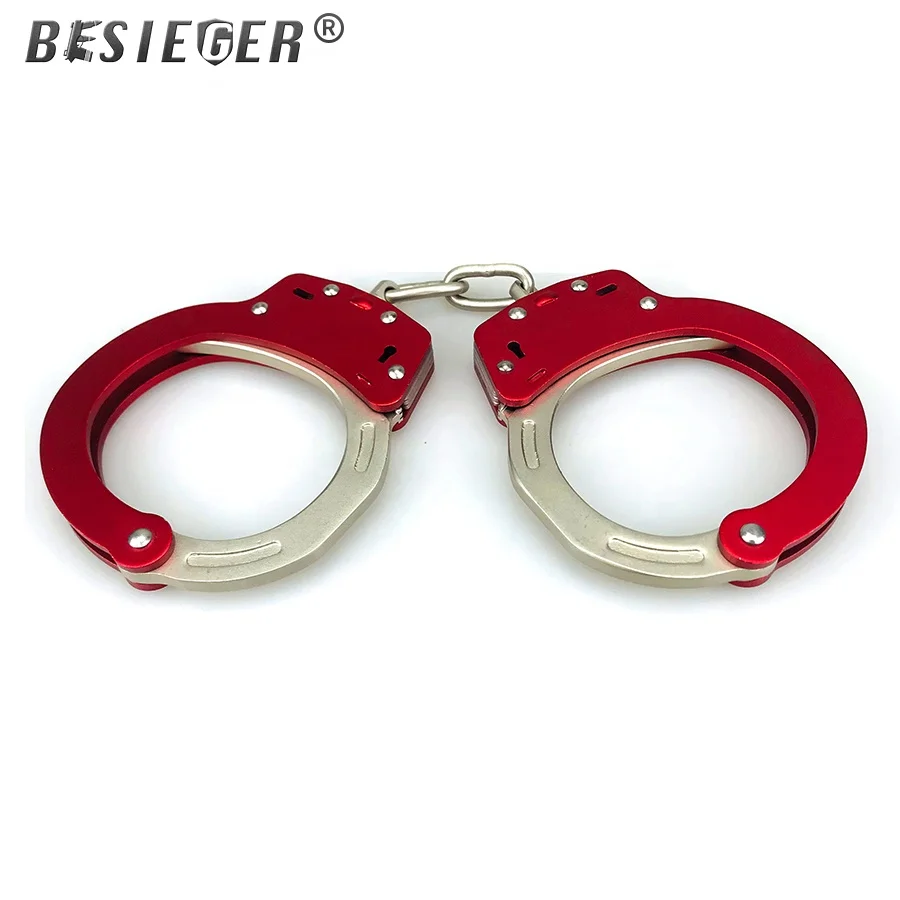High quality anti pullout function design, double lock aluminum alloy steel police handcuffs, lightweight American handcuffs