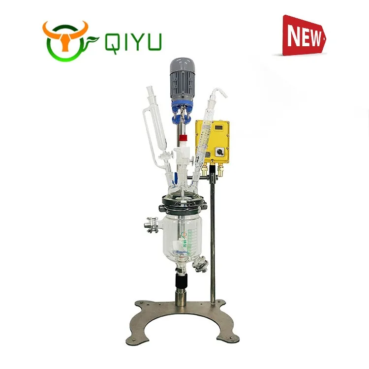 Mini reactor Fully Customizable desk Lab 1L Chemical Equipment Mixing & stirring & Evaporation Jacketed Glass Reactor