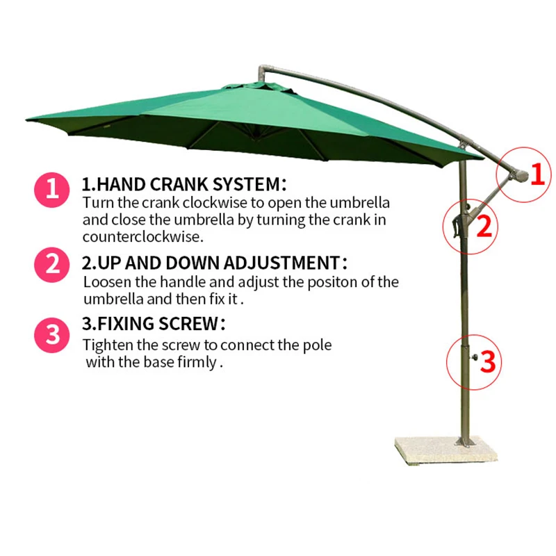 FEAMONT High Quality round Luxury Beach Awnings UV Printed Canvas Big Aluminum Banana inside out Umbrella Outdoor Restaurants