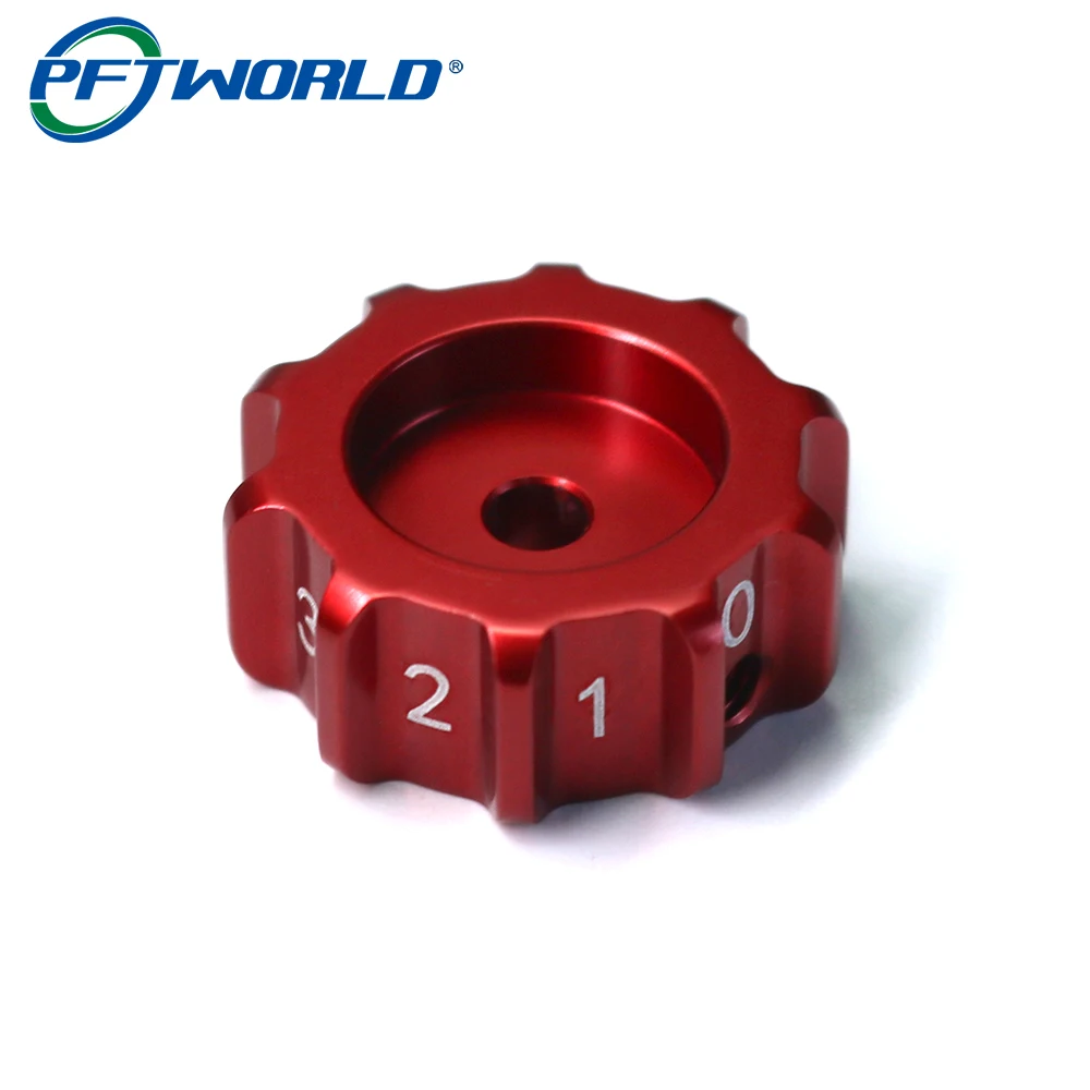 CNC Turning Component 5 Axis Machining Fabrication Machinery Red Anodized Aluminum CNC Manufacturing Knob