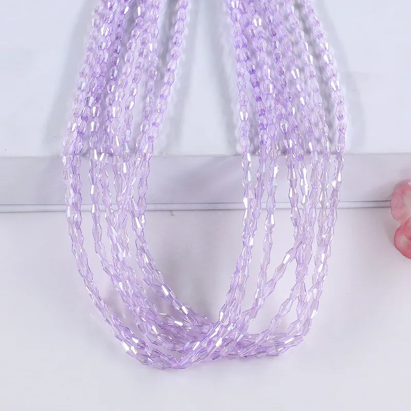 Huiyuan  Factory. Long Bicone Glass Bead Jewelry Making 3X6 and 4X8MM Crystal Bead Pendant Necklace Decoration DIY Accessories