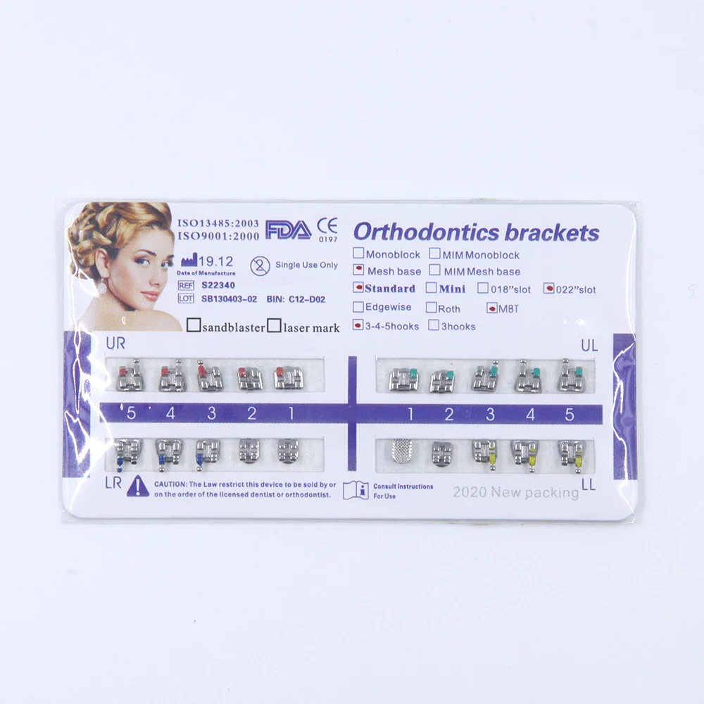 Ортодонтические выдвижные кронштейны Roth 022, стоматологический MIM кронштейн, Пескоструйный мини металлический кронштейн