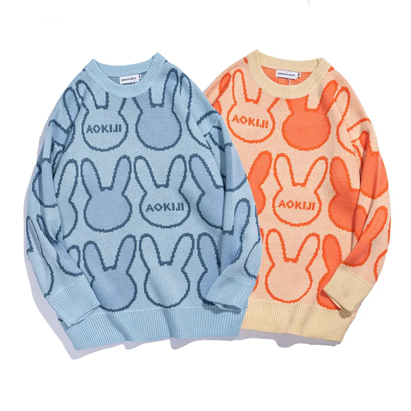 Мужское осенне-зимнее пальто 2021, повседневный Свободный пуловер с круглым вырезом для пар, мужской свитер на Рождество