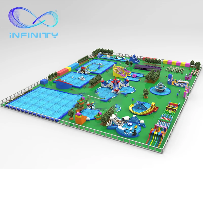 funtime inflatable amusement park giant inflatable water park playground on land for family