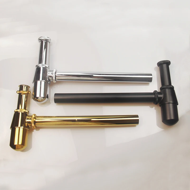 Factory Price P Trap Sink 1 1/4 Basin Drain Trap Siphon Matt Black Brass Bottle Trap For Sink