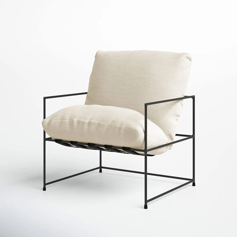 Nordic Minimalist Modern Metal Arm Chairs Lounge Chair Balcony Single Seat Sofa Chair For Bedroom Living Room
