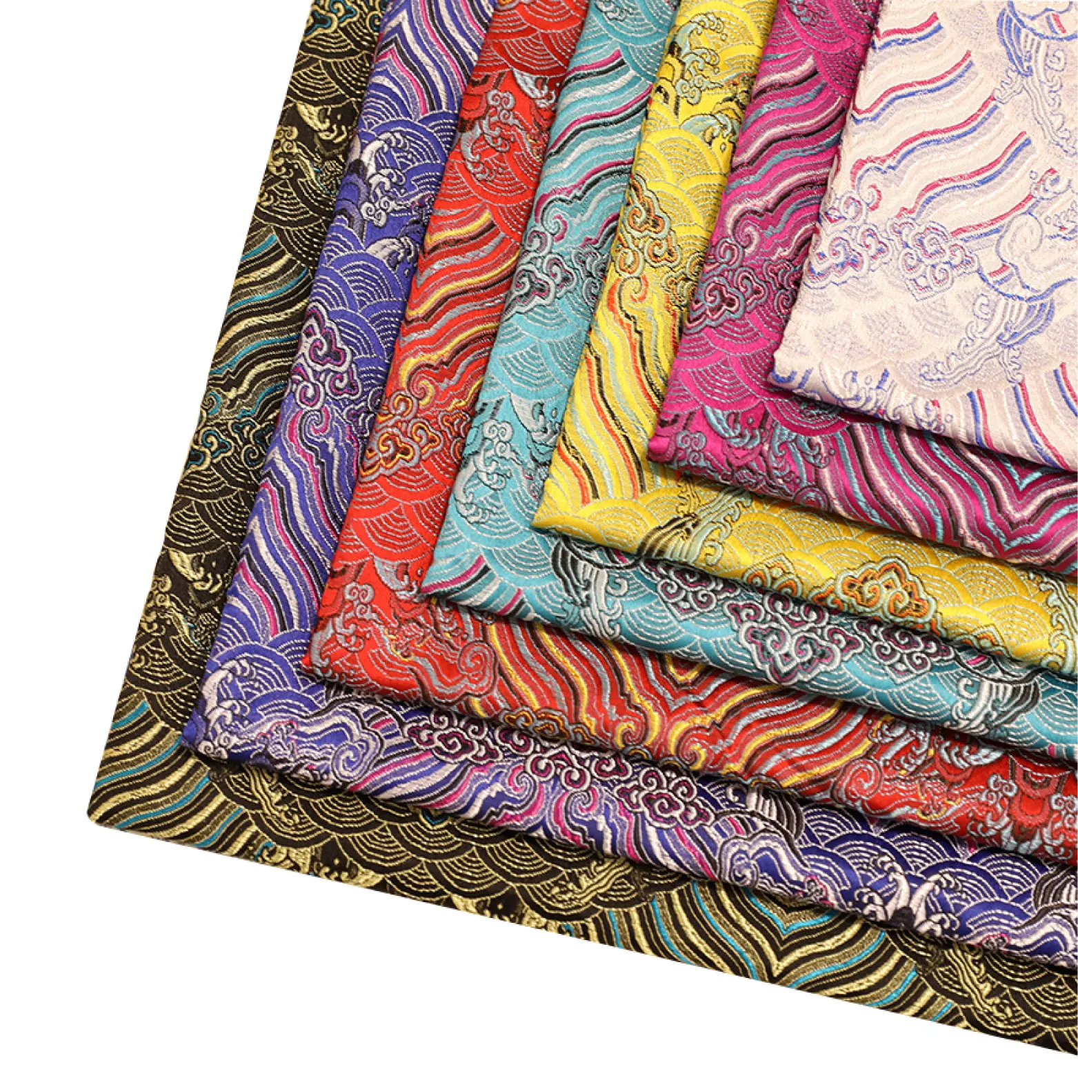 Imitation Silk Brocade Plum Blossom Bamboo Leaf Designs Floral Polyester Cushion Curtain Table Cloth Chinese Jacquard Fabric