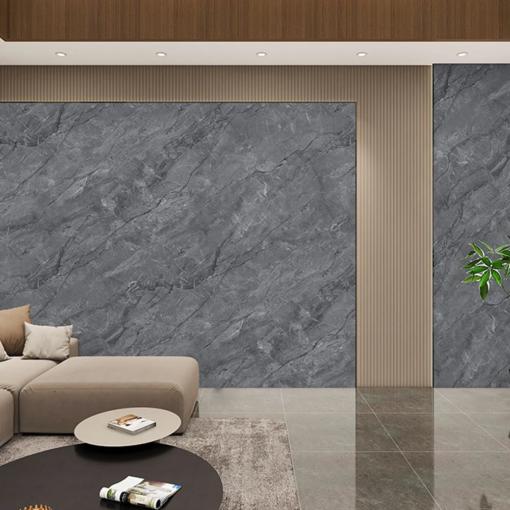 Modern High Glossy Pvc Bamboo Charcoal Indoor Living Room Tv Wall Corporation Decorative Marble WPC Wall Panel