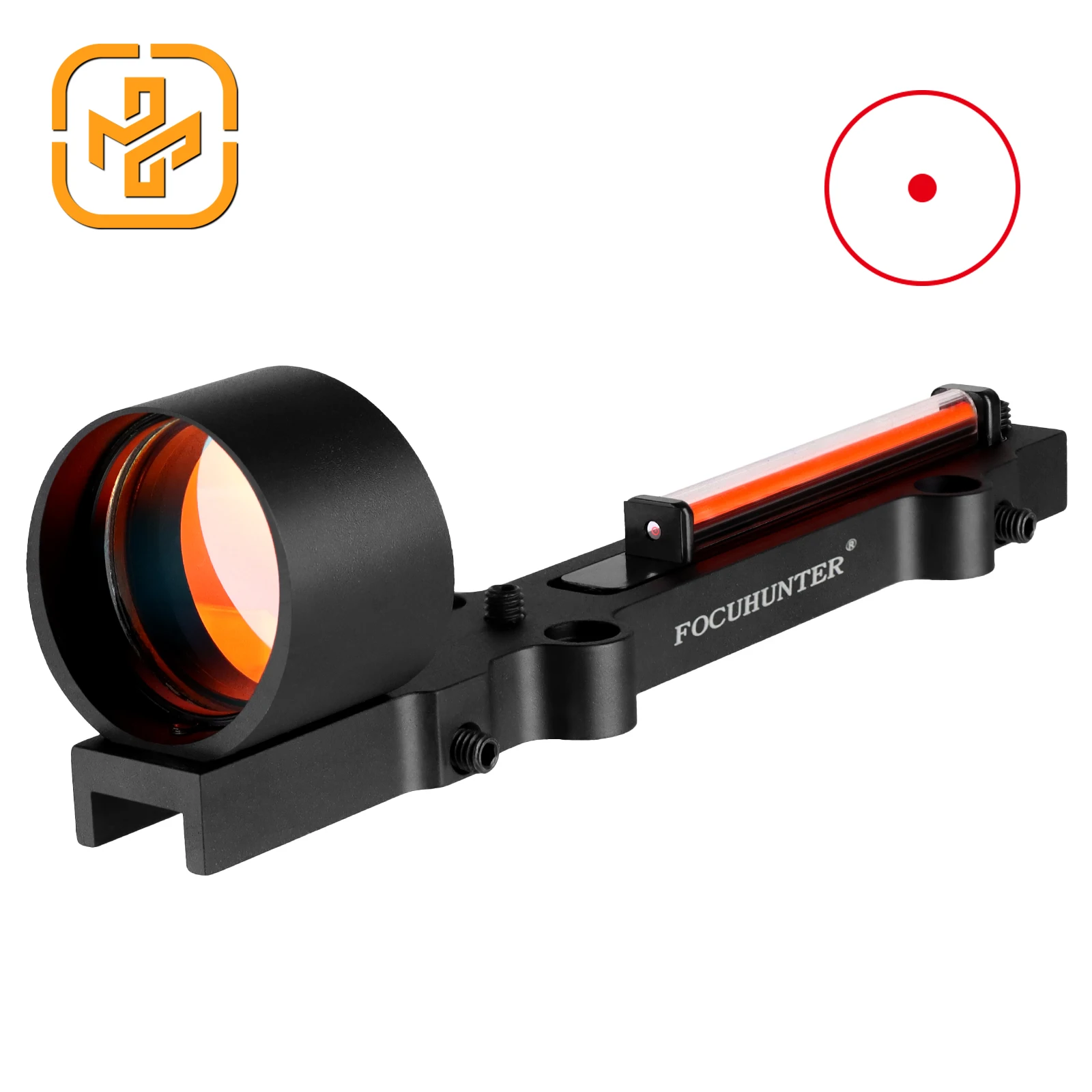 Focuhunter 1x28 волоконно-красный точечный прицел красный волоконно-оптический IPX7 водонепроницаемый для охоты батарея не нужна