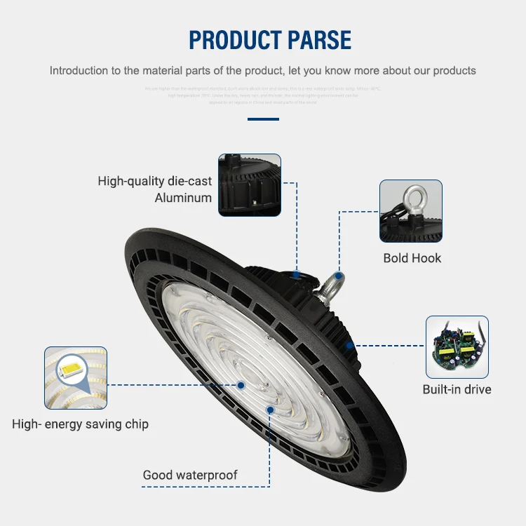 Aluminum Smd Warehouse Ip66 Outdoor Waterproof 100w 150w 200w Led High Bay Light
