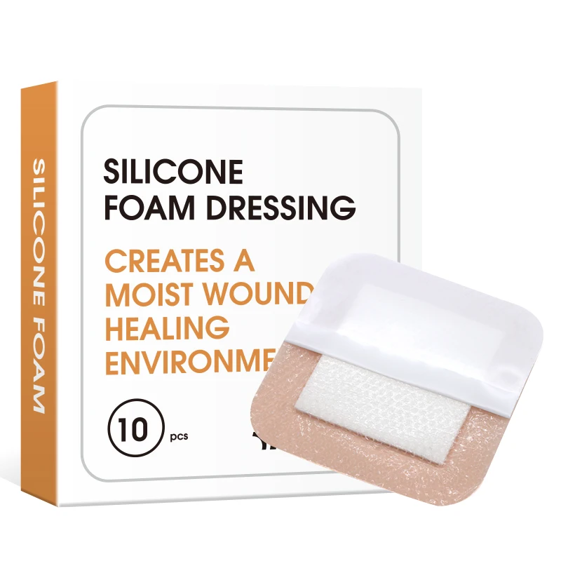 Medical Wound Care Dressing 10*10cm Silicone Based Dressing Silicone Foam Adhesive Dressing