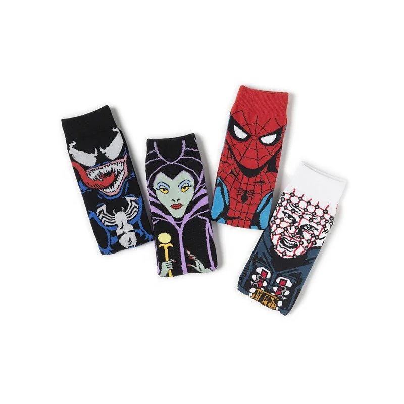 Amazon hotsale fashion Venom Spiderman comics cotton cute teen boys tube cartoon socks