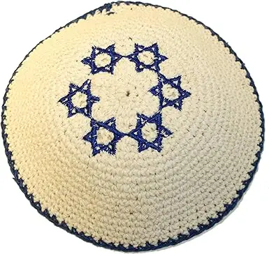 Traditional Jewish Yarmulke 5  To 20cm Blue White Israel Kippot Bulk DMC Kippah With Star of David