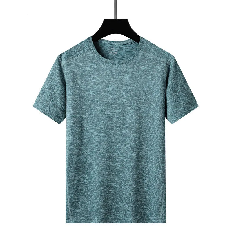 SUMMER Men 8XL O-neck Quick Dry Ice Silk Breathable Running Tshirt Fitness Sports Gym Wear