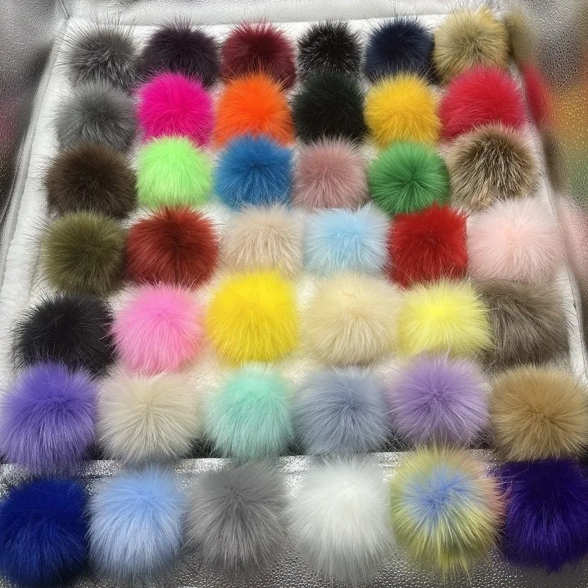 Faux Fox Raccoon Fur Pom Pom Balls 16cm DIY Craft PomPon for Hats Keychains Scarves Mitten Bags Accessories Hairball
