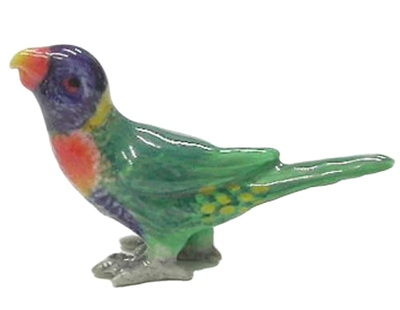 Little Porcelain Figurine  Colorful Rooster Bird Figurine Statue