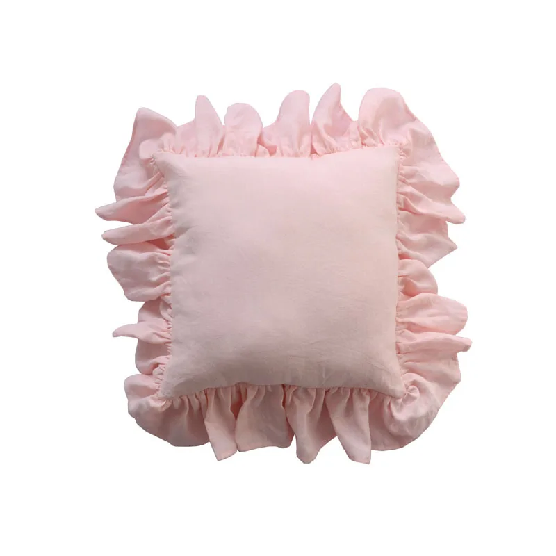 Hot selling Linen Fabric Ruffled linen pillowcase decorative pillowcases For home