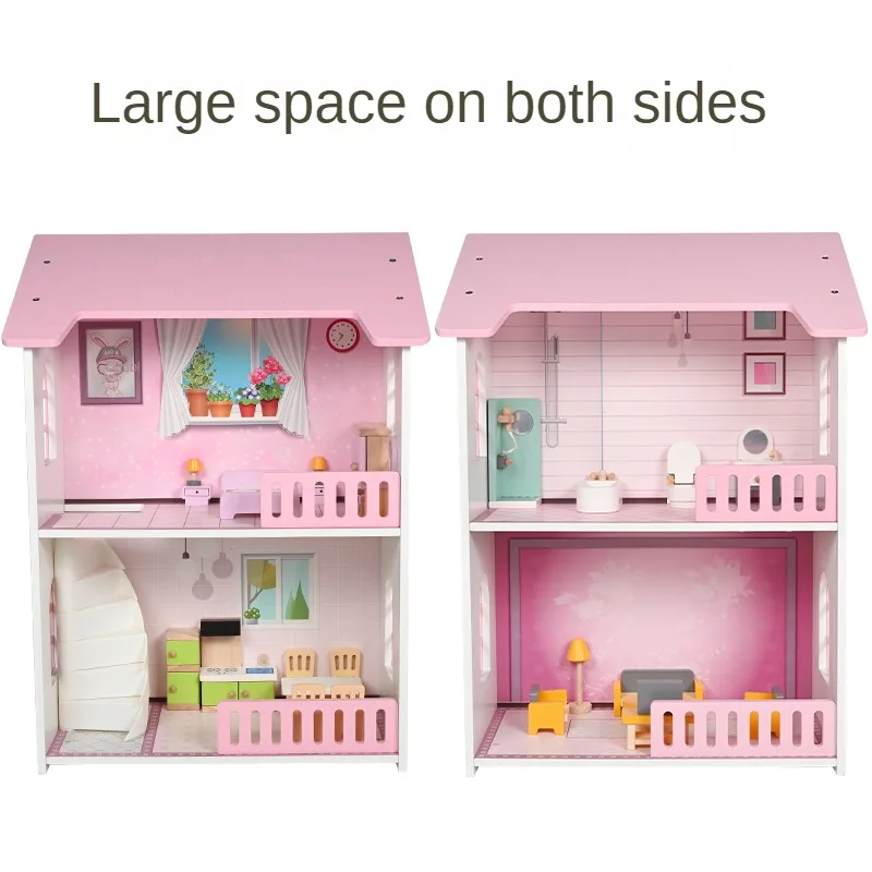 Doll House Kit Toys Pretend Play Wooden Dream Baby Doll House Furniture Toy For Kids Girls Diy Children Accessories