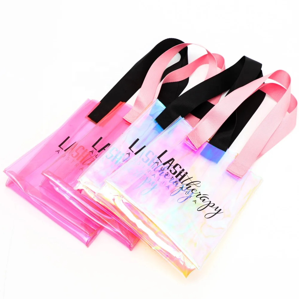 Quality Guaranteed Pink plastic handle shopping beauty bag with printing customized