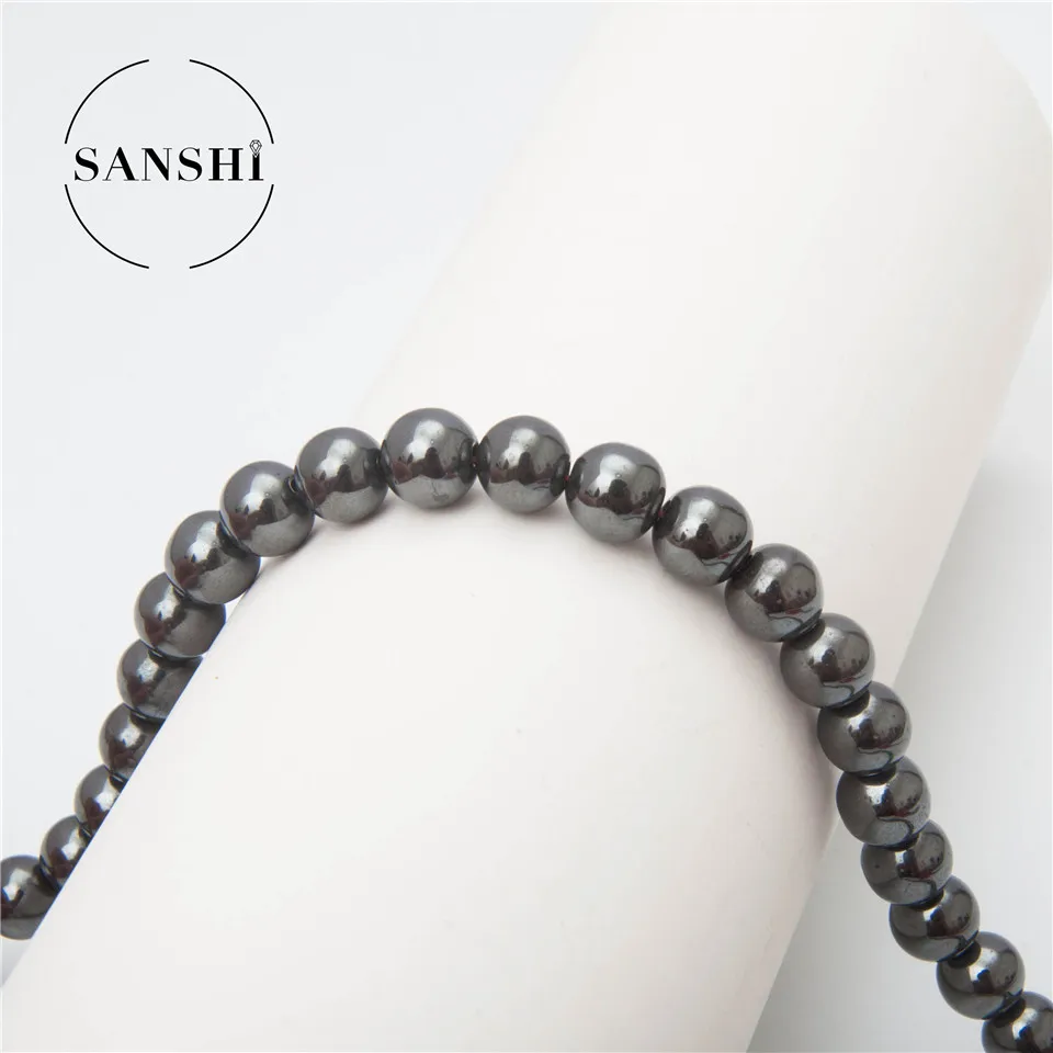 Loose Beads Hematite Round Stone Wholesale Natural Black for Jewelry Making 4mm 6mm 8mm 10mm 12mm 14mm DIY OEM Picture Size