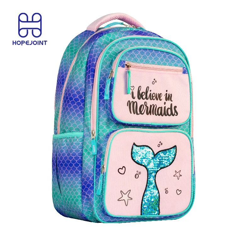 Fashion shiny girl cute sequin mermaid mochilas bolsas trending sublimation kids bag backpack for school