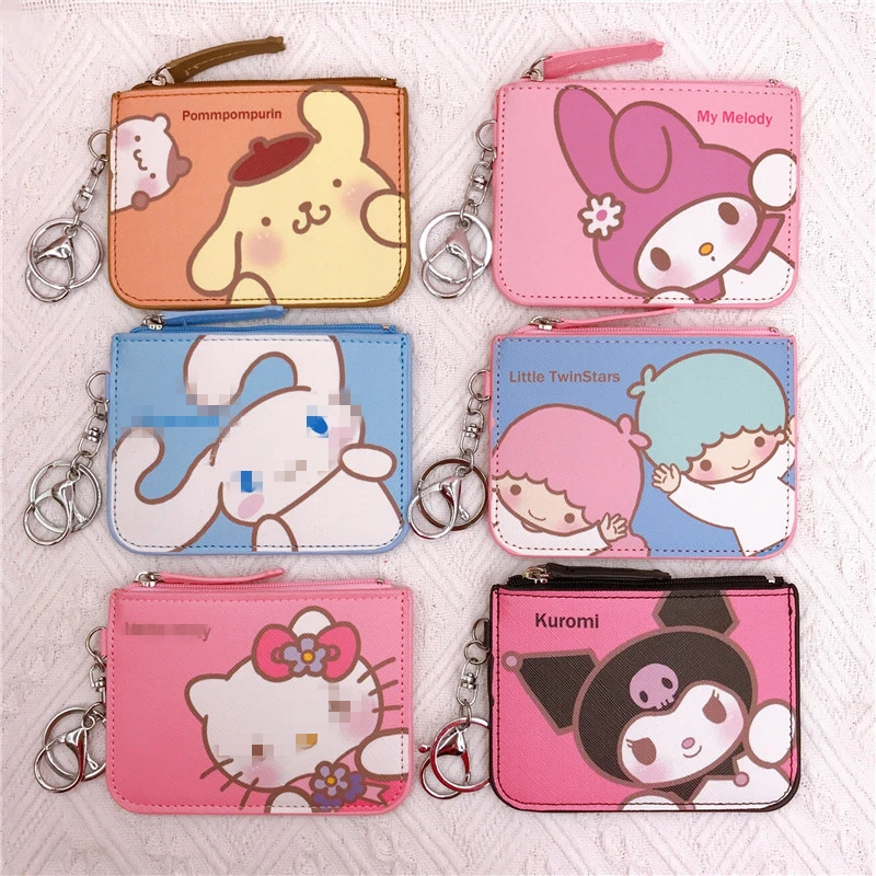Ruunjoy 2023 оптовая продажа по индивидуальному заказу милая сумка Sanrio портативная кожаная для карт Kawaii Kuromi брелок