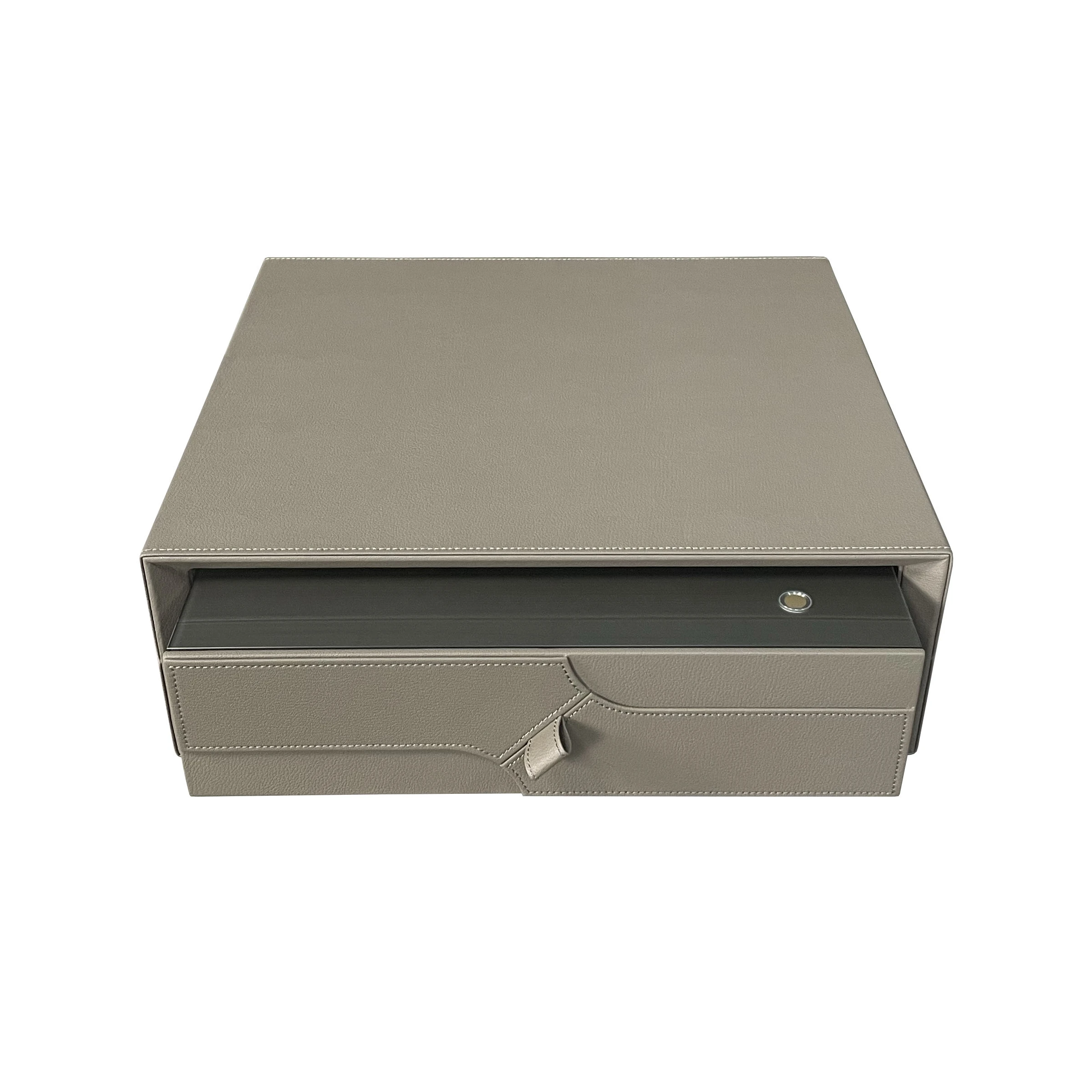 Smart home Luxury Leather Safe box money deposit box Anti-theft Password Fingerprint Jewelry Box