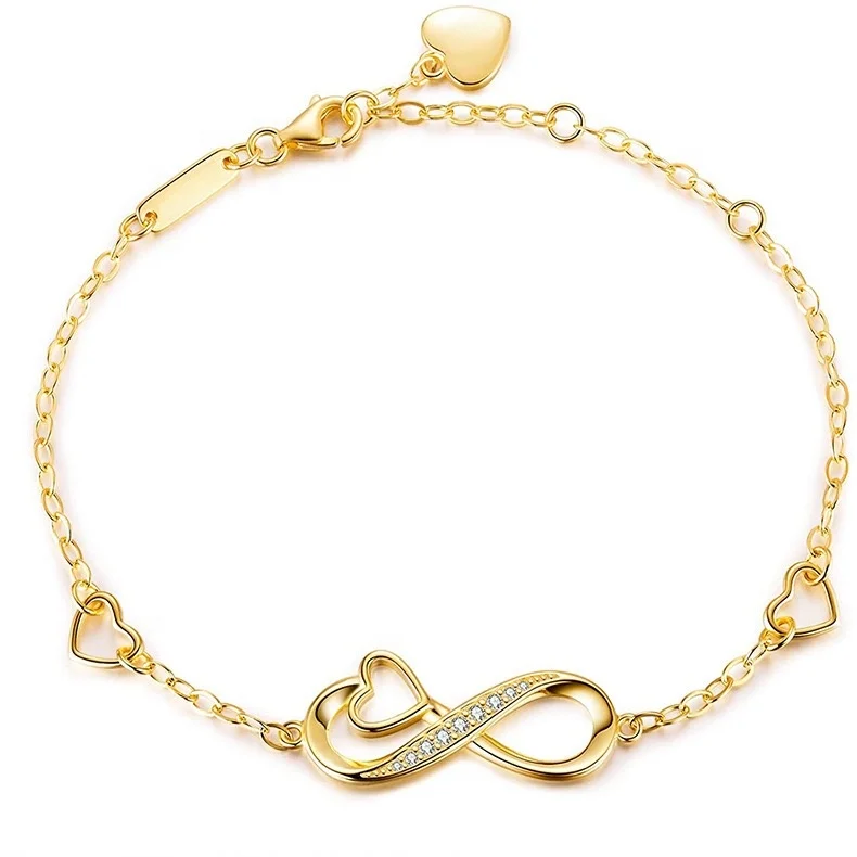 
wholesale 100% 925 Sterling Silver bracelet jewelry gold plated Fashion Unusual eternity bracelet jewelry silver chain 