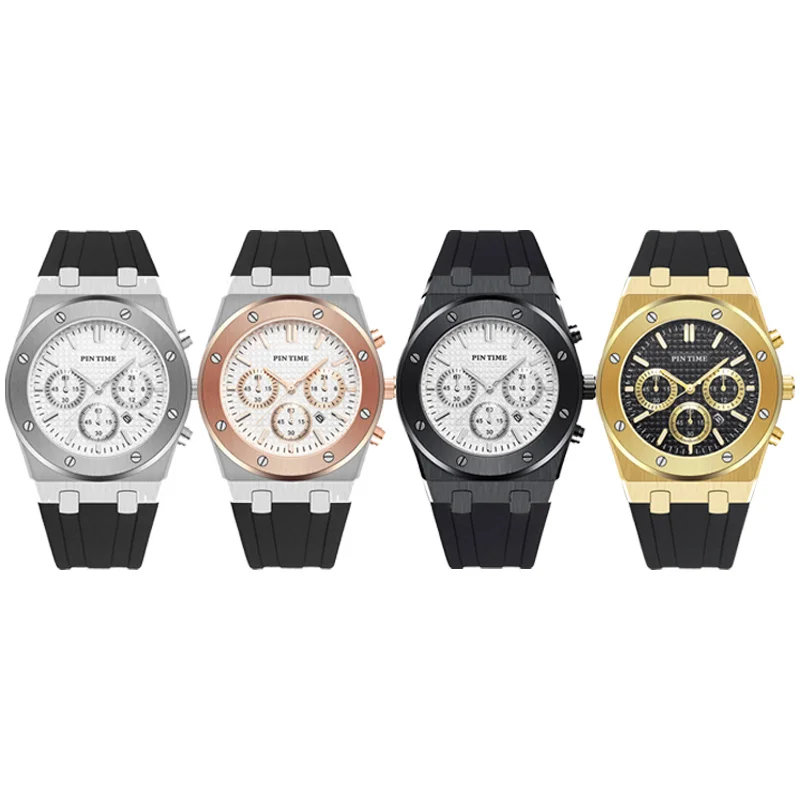 2022 design solid rubber strap quartz movement chronograph design your own logo men quartz wrist watch