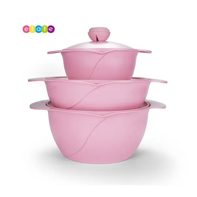 Induction Bottom Nonstick Cookware Sets Cooking Pot Pink Die Casting Aluminum Cooking Ware