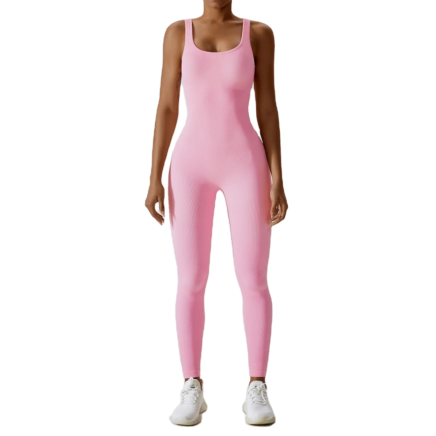 Spring one-piece yoga suit, dance belly tightening and slimming exercise, elastic tight fitting jumpsuit
