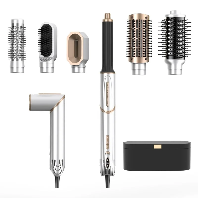 6 in 1 Metal Professional Hair Styling Blow Tools Set Foldable Hair Dryer Brush Straightener Hot Comb Hair Curler for Home Salon