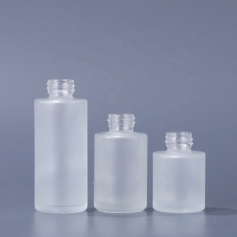 20ml 30ml 50ml Atomizer Frosted Flat Shoulder Clear Perfume Glass Bottle With Plastic Spray Bottles Cheap High Quality