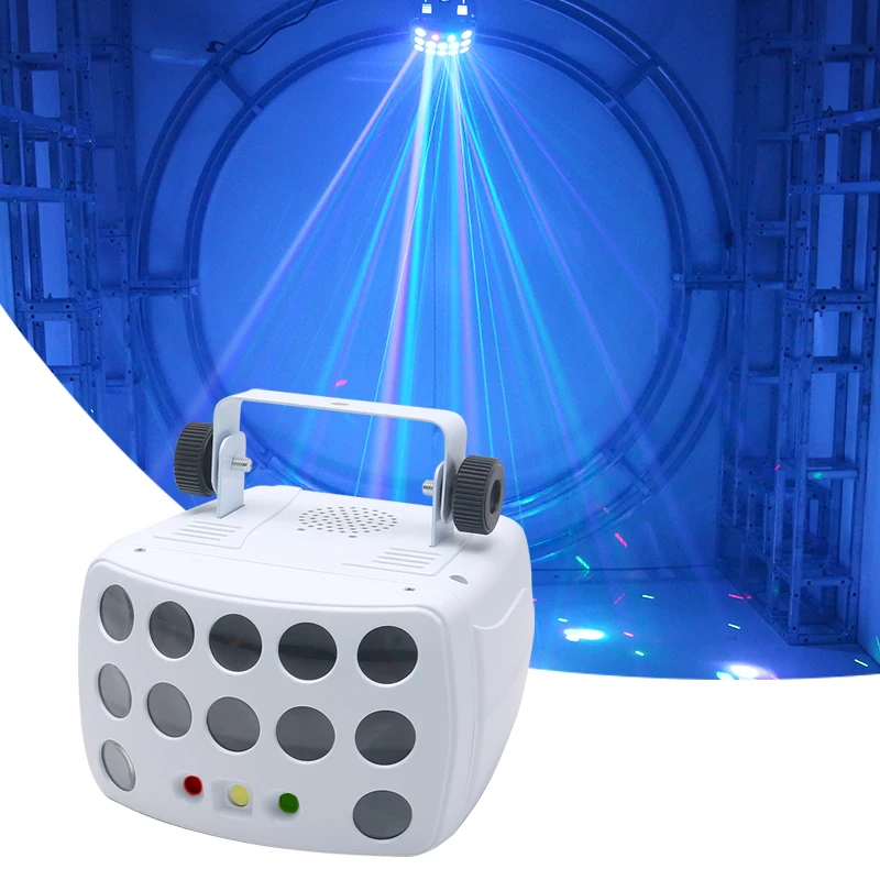2024 New Butterfly Laser Lamp 3-layer LED Colorful Stage Effect Light Beam Projector DMX Stroboscopes DJ Disco Fancy Lighting