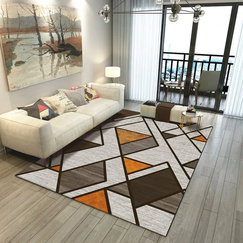 
tianjin Factory Non-slip/absorb water Polyester abstract style heat transfer printed carpet tapis de salon 